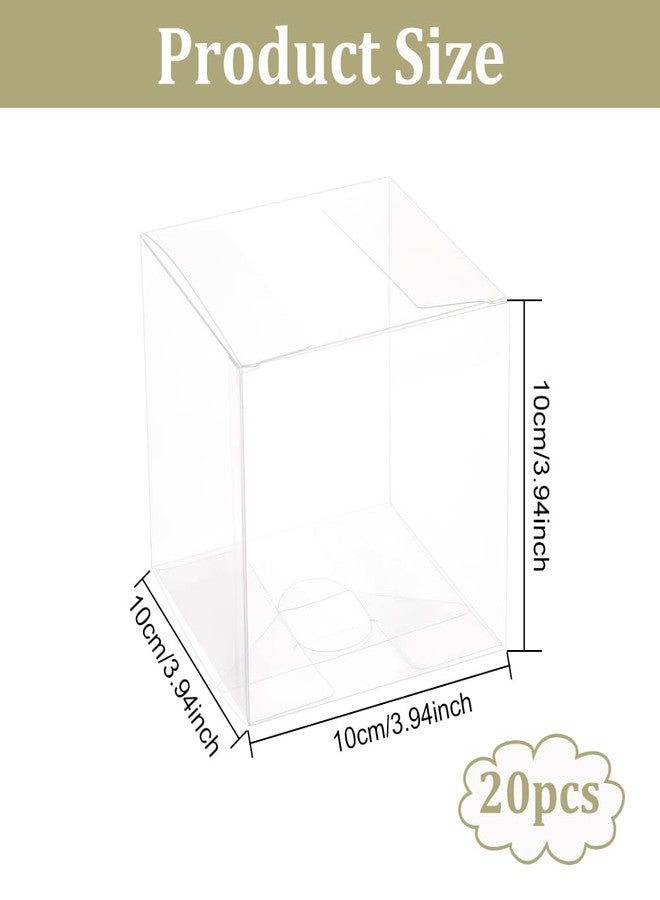 BENECREAT 20PCS Clear Wedding Favour Boxes 4x4x4 Square PVC Transparent Gift Boxes for Candy Chocolate Valentine - Image 2